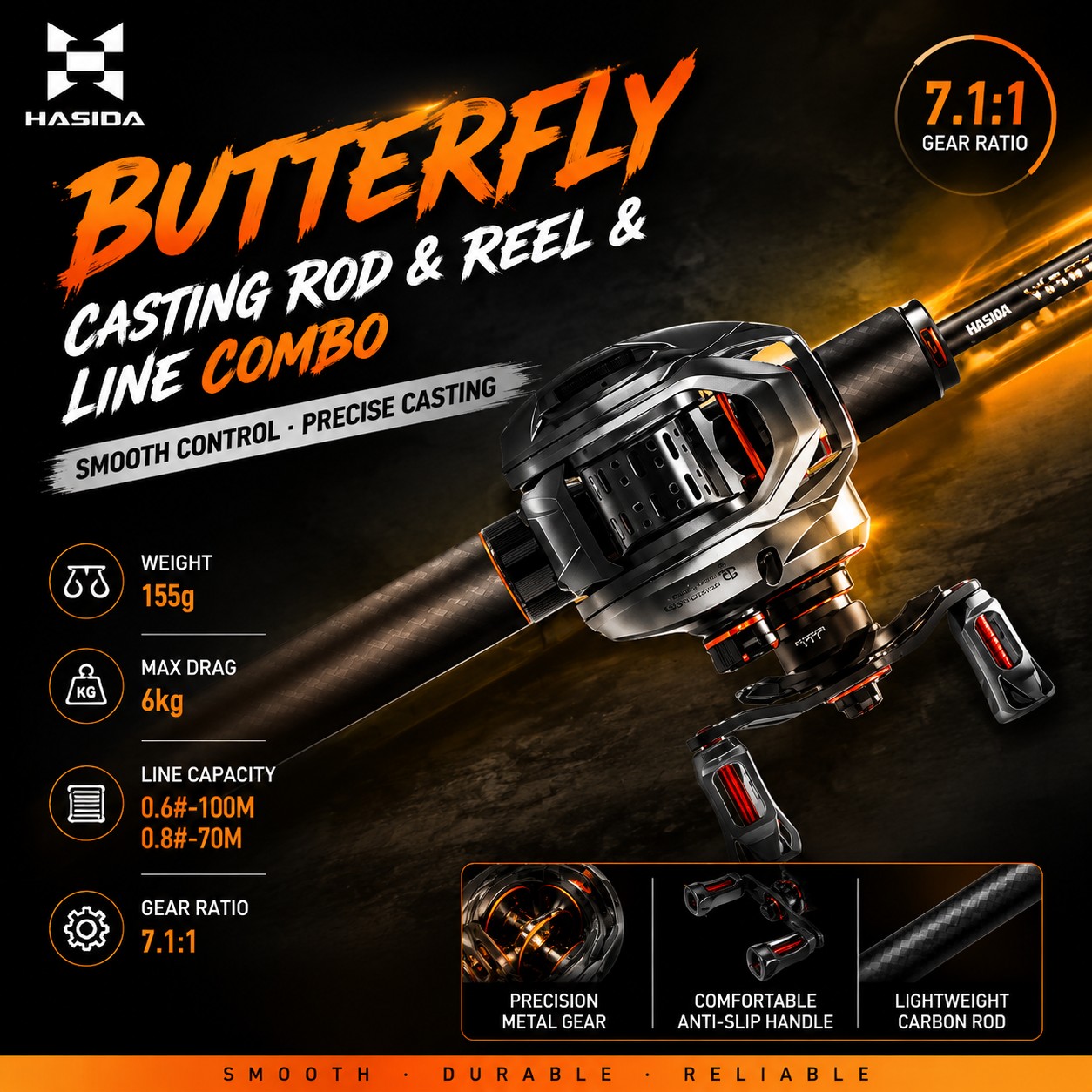 Fishing Rod Carbon Fiber - Caña de Pescar HASIDA BFS de