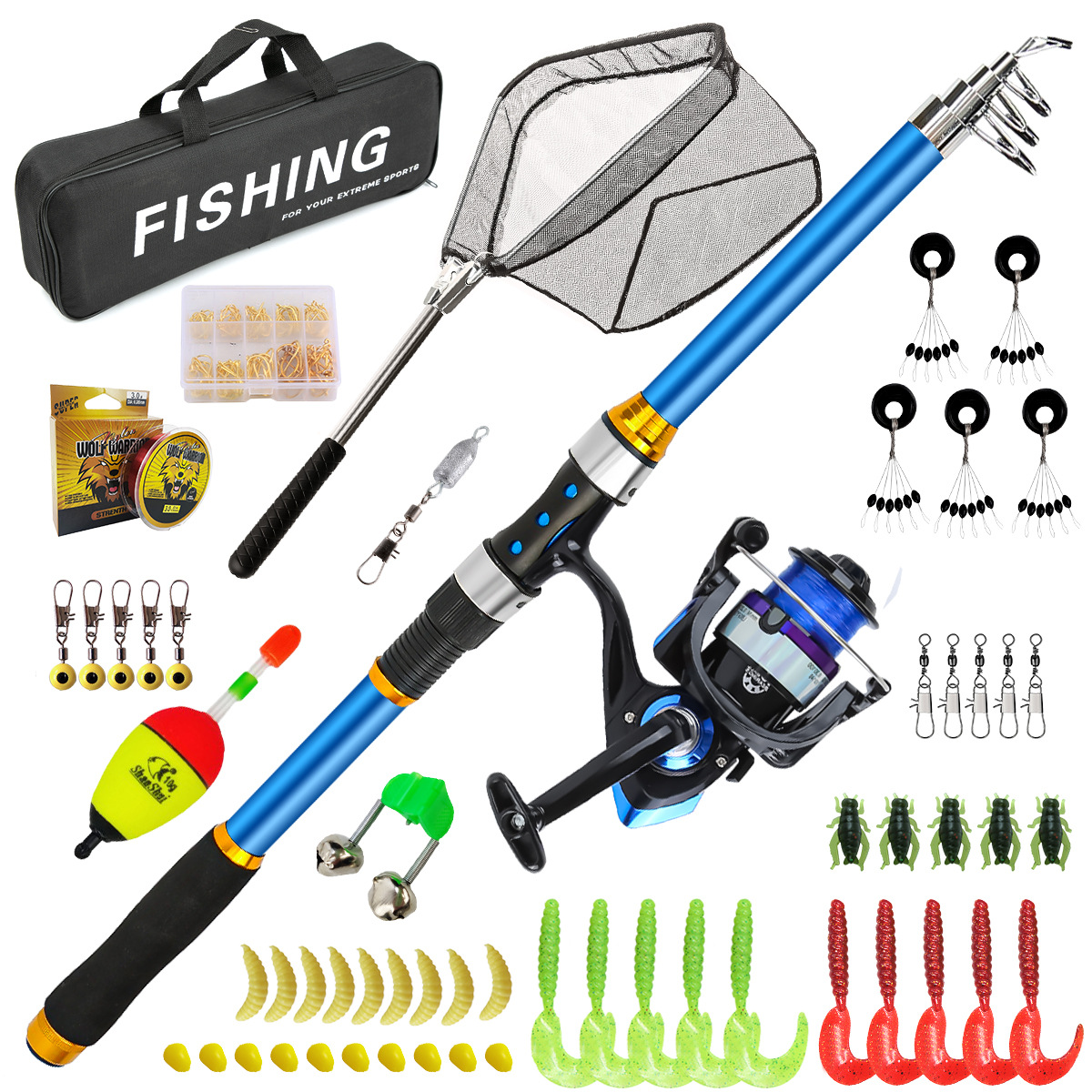 Fishing Rod Combo - Juego de cañas de pescar telescópicas