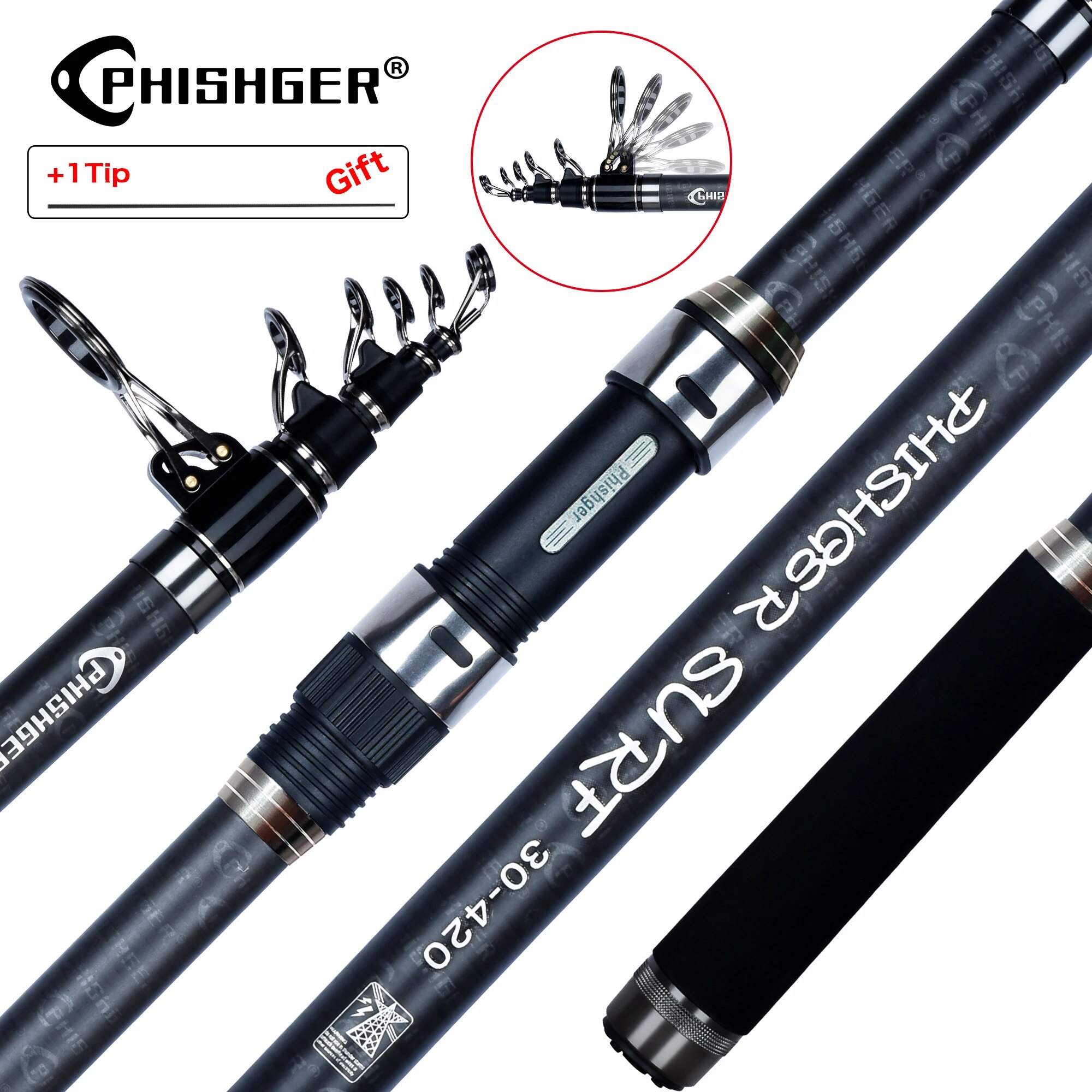 PHISHGER caña giratoria de Sur - Fishing Rod Surf reseña y precio